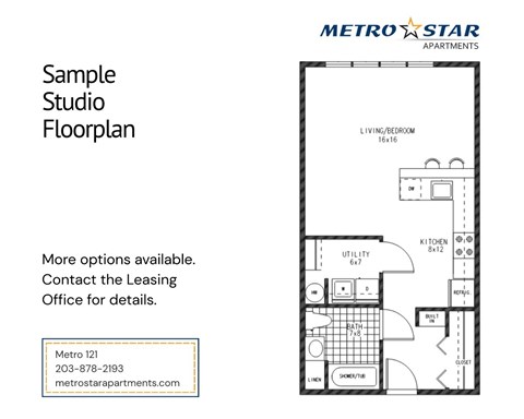 Floor plan for studio, 1 bath, 546 sqft